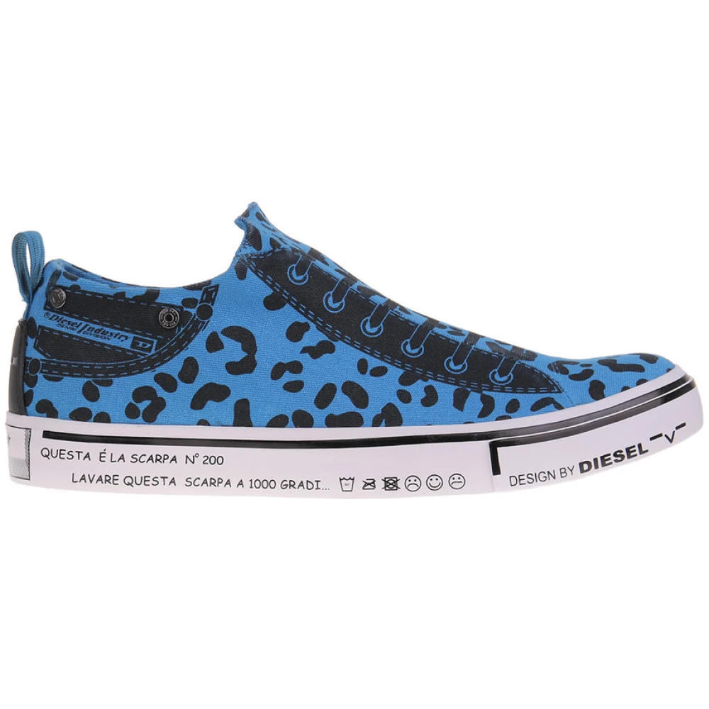 Diesel Slip-on schoenen met luipaardprint Heren Schoenen Blauw