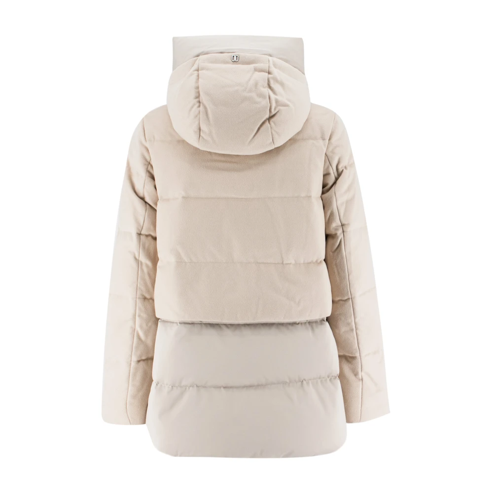 Duno Gewatteerde wollen parka met gewatteerde capuchon White Dames