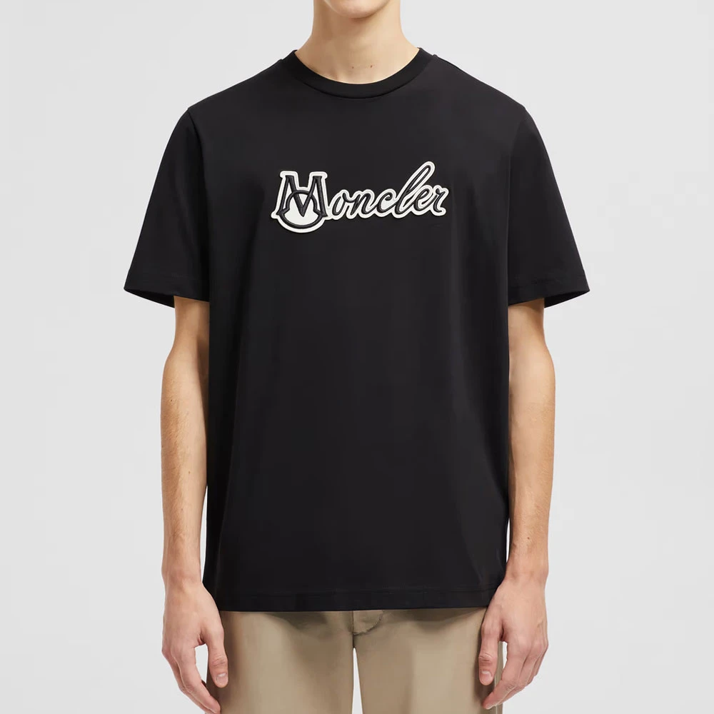 Moncler Geborduurd Varsity Logo T-shirt Black Heren