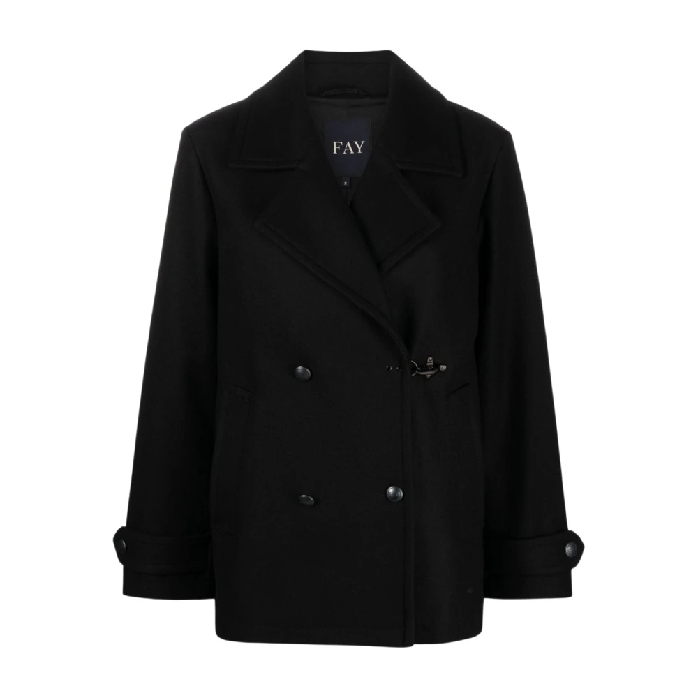 Fay Double-Breasted Coats Black Dames