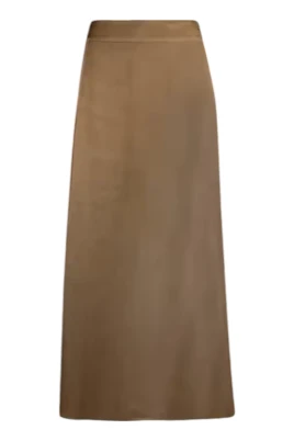 Beige Silk Blend Maxi Kjol