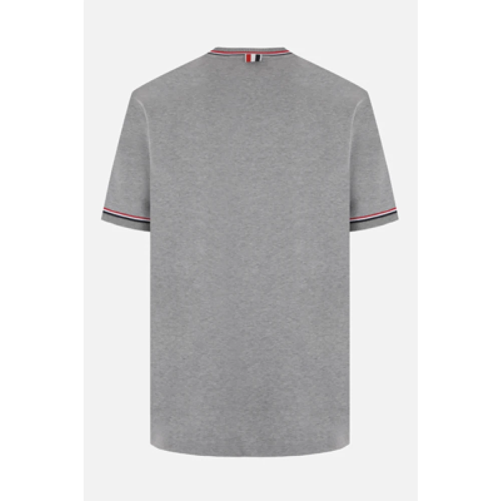 Thom Browne Grijze Katoenen Jersey T-shirt met Logo en Tricolor Strepen Gray Heren