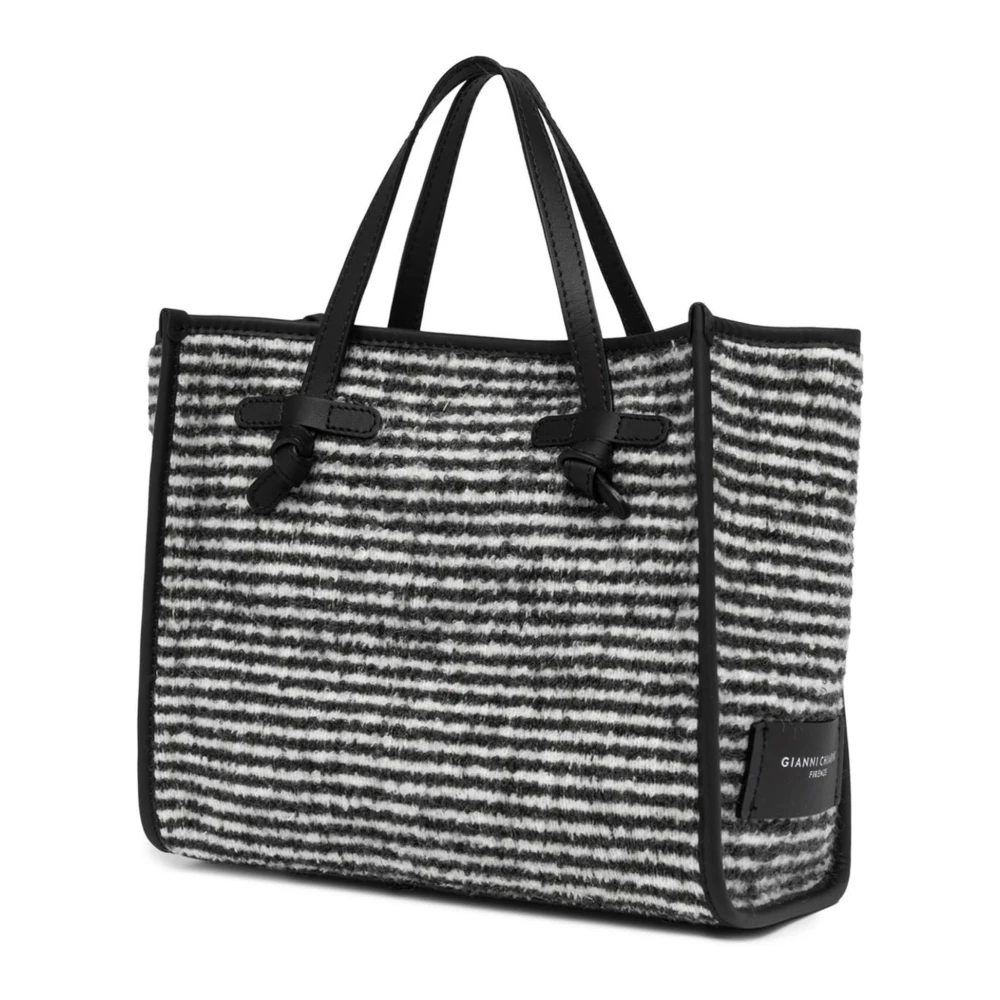 Gianni Chiarini Gestreepte oversized handtas met leren handvatten Black Dames