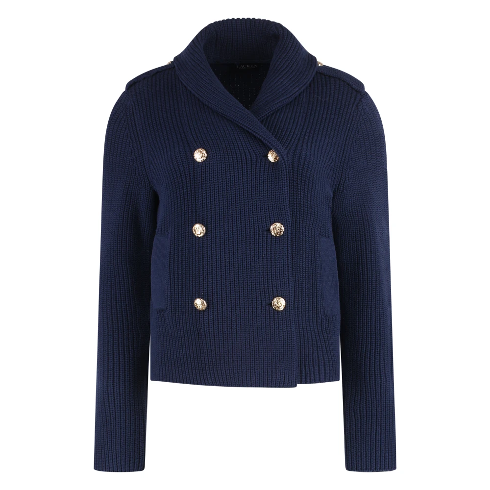 Ralph Lauren Gebreide katoenen jas Blue Dames