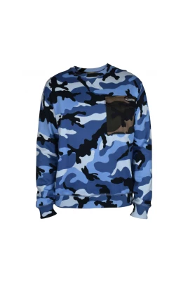 Camouflage Pocket Crew Neck Sweater