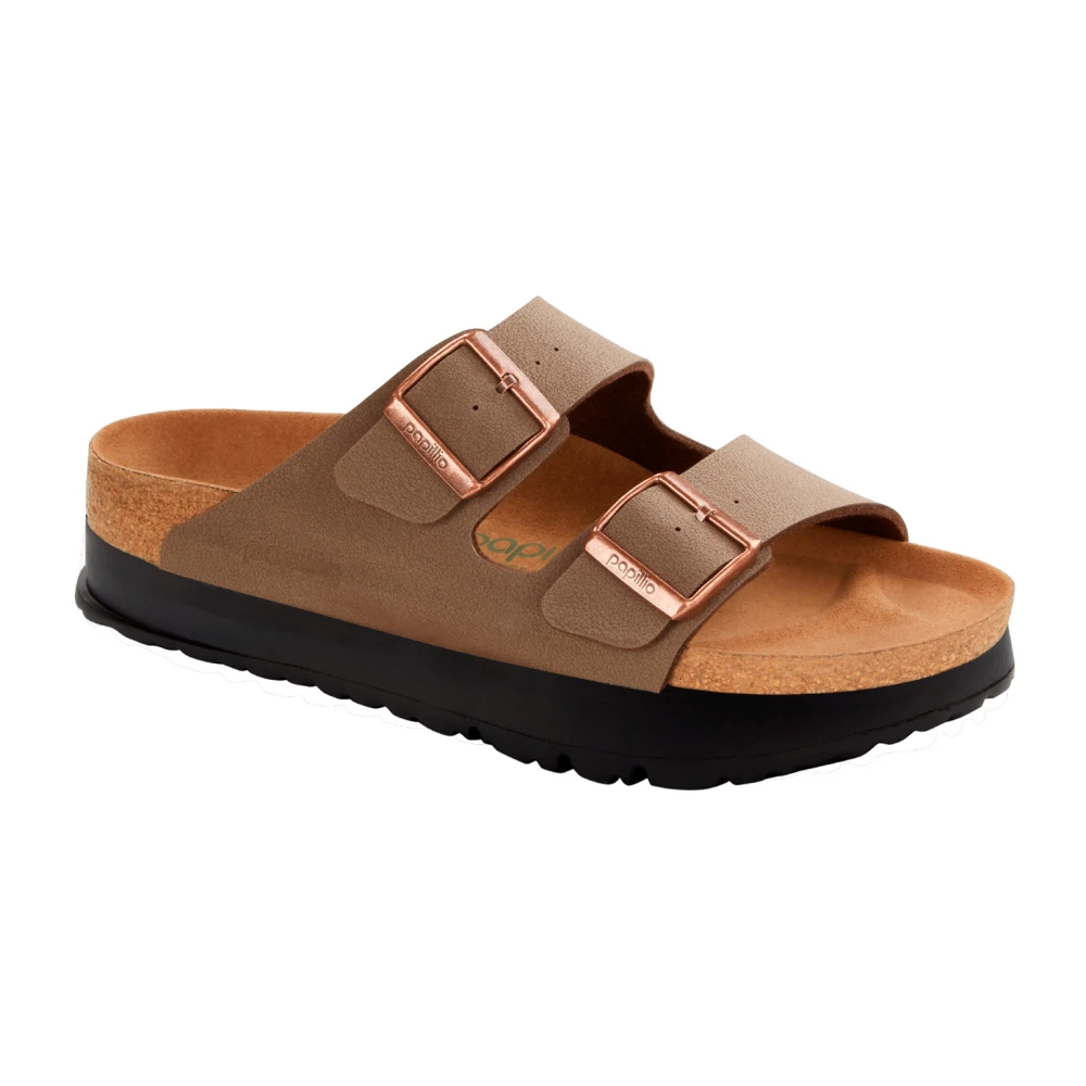 Birkenstock Veganläderplattformssandaler Brown, Dam