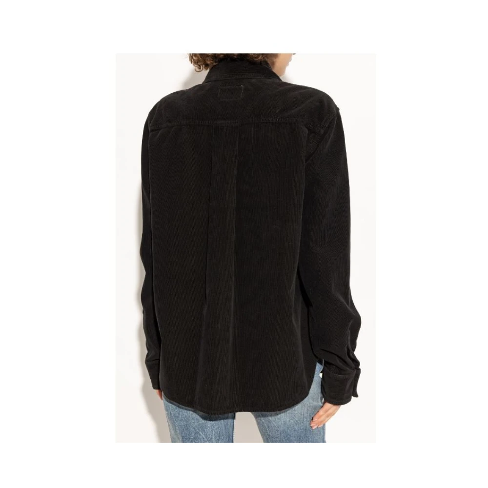 Saint Laurent Zwarte Katoenen Klassieke Kraag Shirt Black Dames