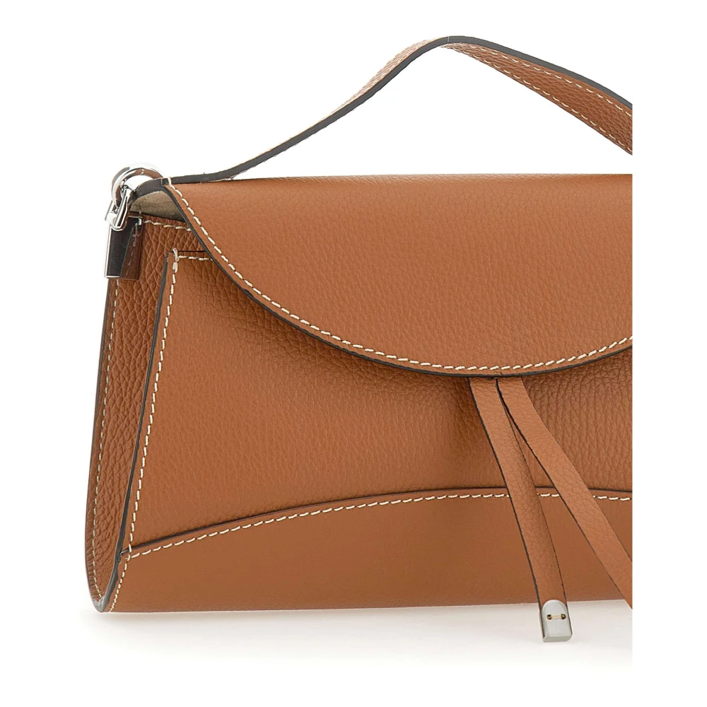 Gianni Chiarini Bruine leren handtas met klep sluiting Brown Dames
