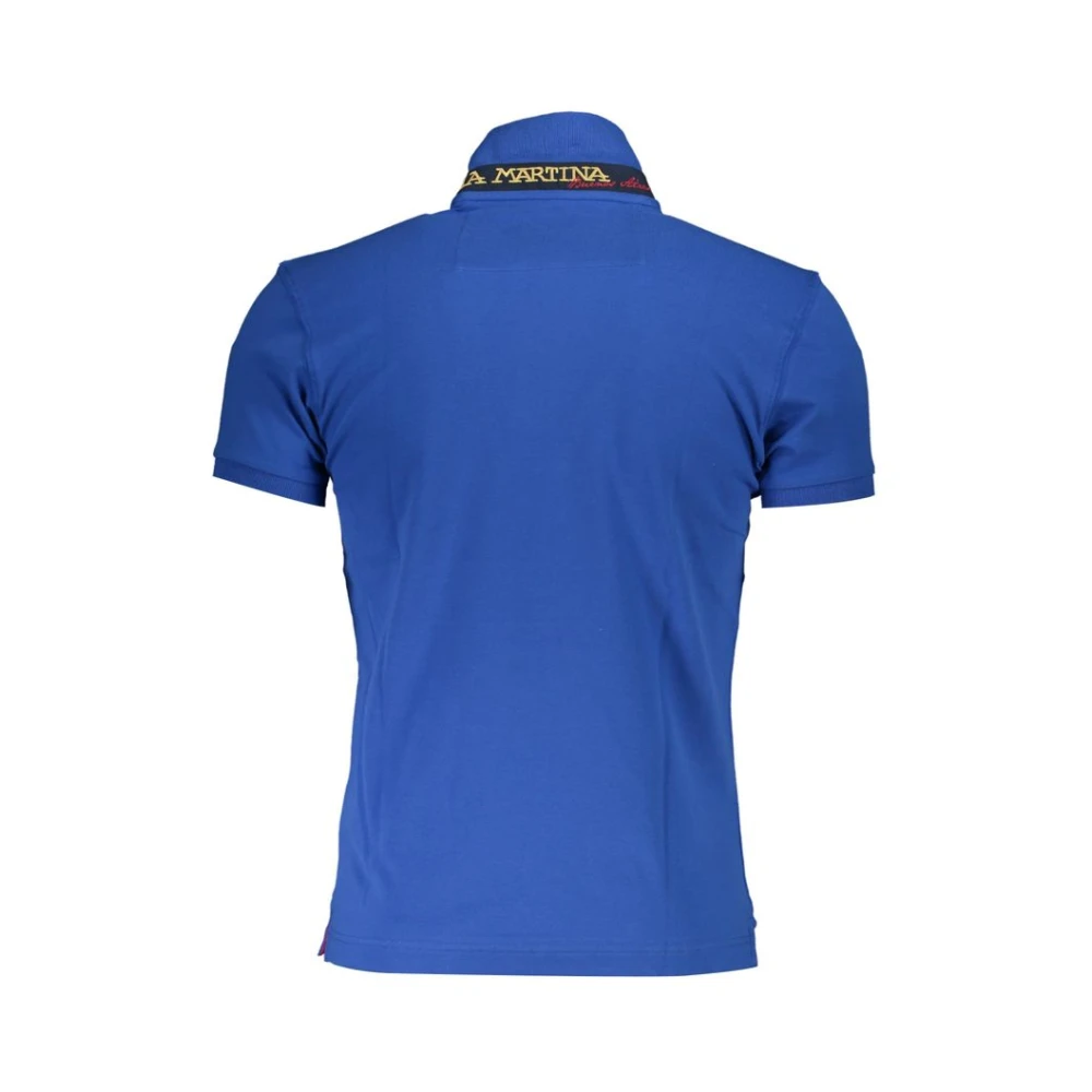 LA MARTINA Geborduurd Polo met Contrasterende Details Blue Heren