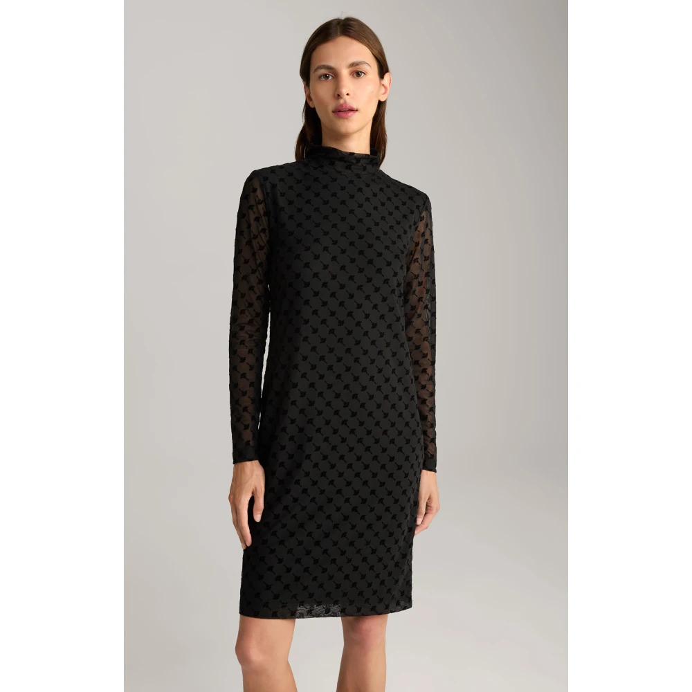 Joop! Zwarte jurk met fluwelen madeliefjespatroon Black Dames