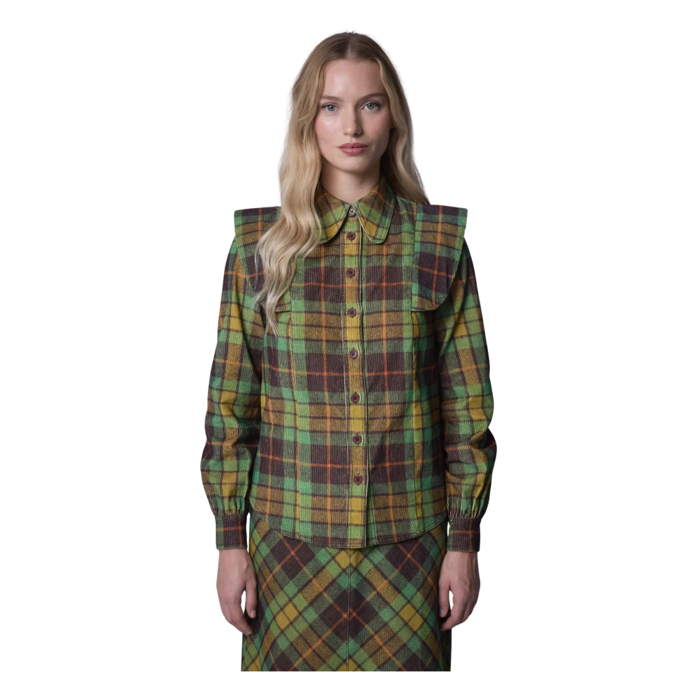 Manoush Velvet Grunge Geruite Overhemd Green Dames