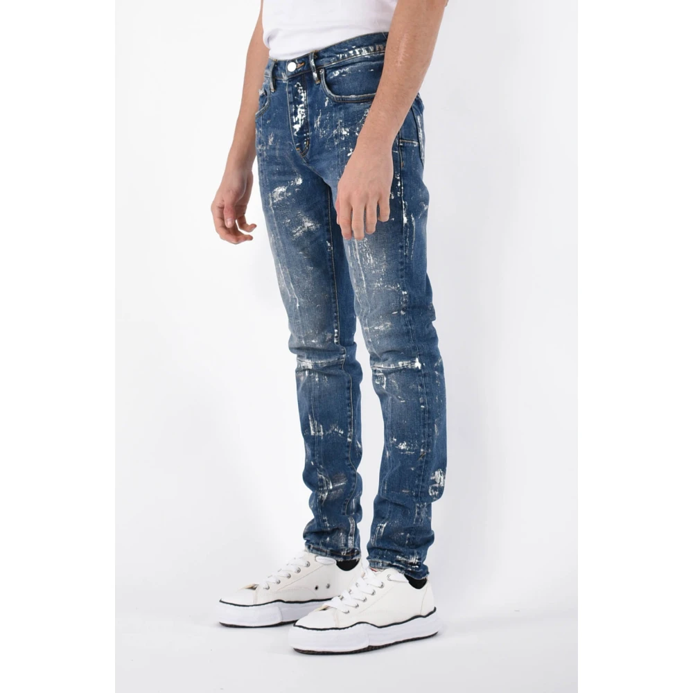 Purple Brand Skinny Jeans met verfspatten Blue Heren