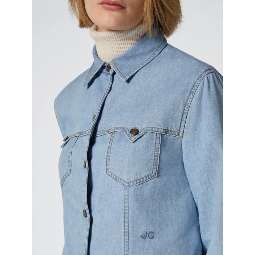 Jacob Cohën Western Stijl Katoenen Twill Denim Shirt Blue Dames