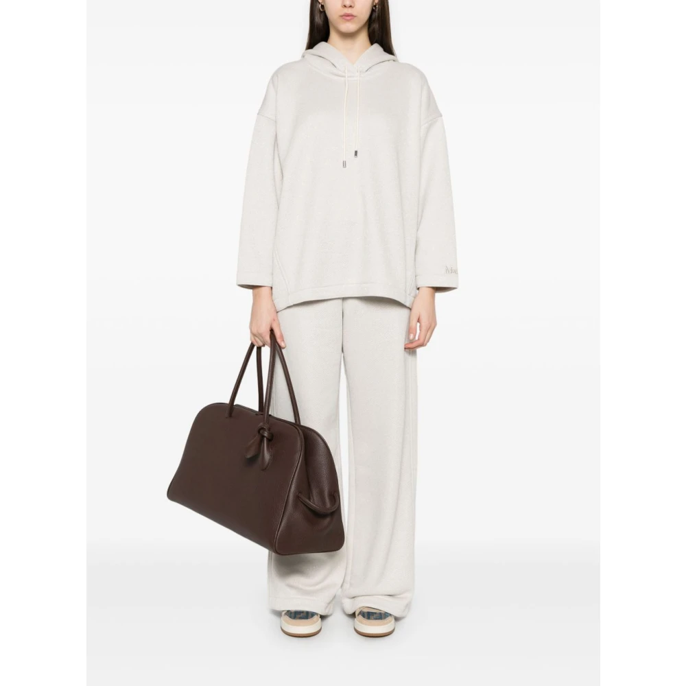 Max Mara Beige Broek met Elastische Tailleband en Lurex Details Beige Dames