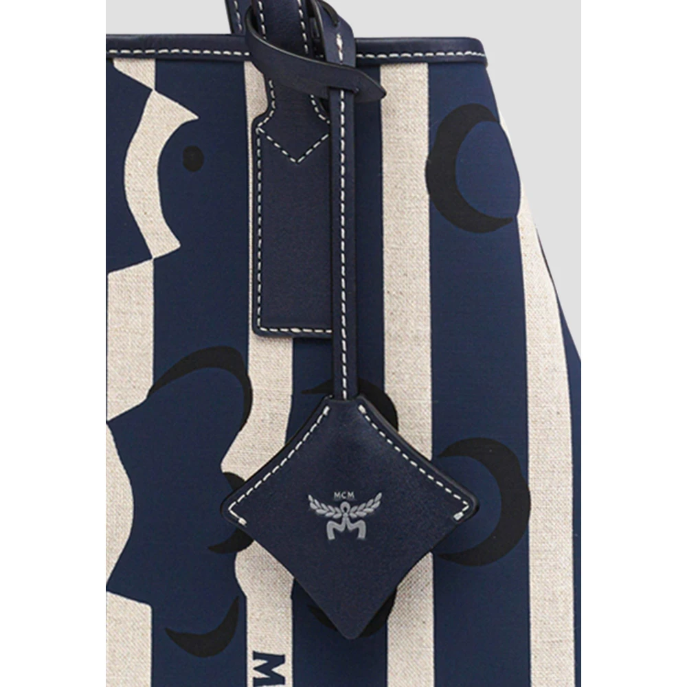 MCM Aren Shopper in Beach Club Canvas Blue Dames