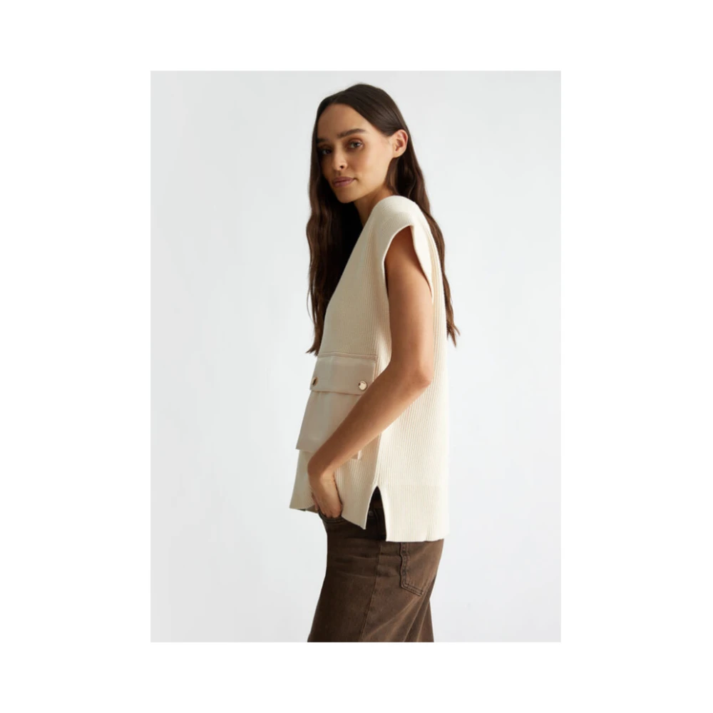 Liu Jo Gebreid vest met zak Beige Dames