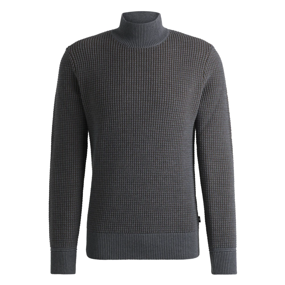 Hugo Boss Gebreide Trui met Opstaande Kraag Gray Heren