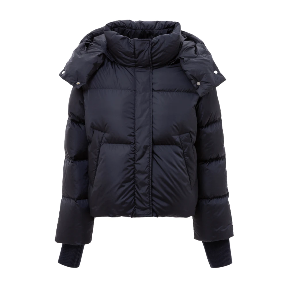 Add Women's Blue Down Jackets,, Short Hooded Jacket With Removable Cuffs Large
