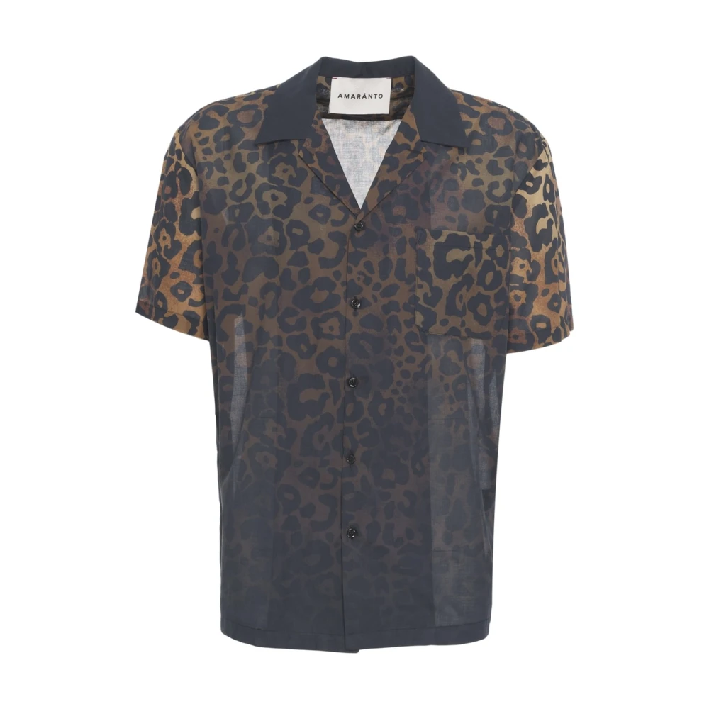 Amaránto Zwarte dierenprint overhemd stijlvol ontwerp Multicolor Heren