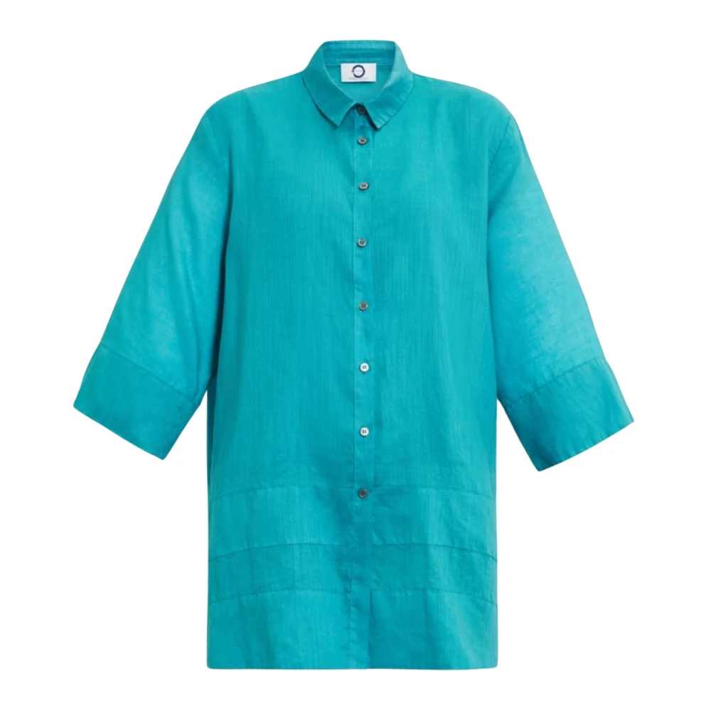 Marina Rinaldi Turquoise Tuniek met Overhemdkraag Blue Dames