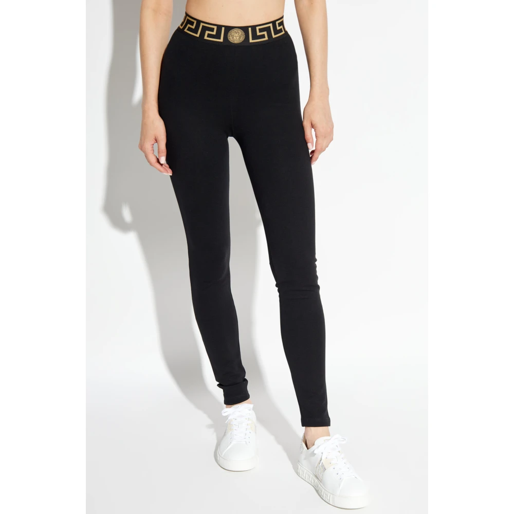 Versace Leggings met logo Black Dames