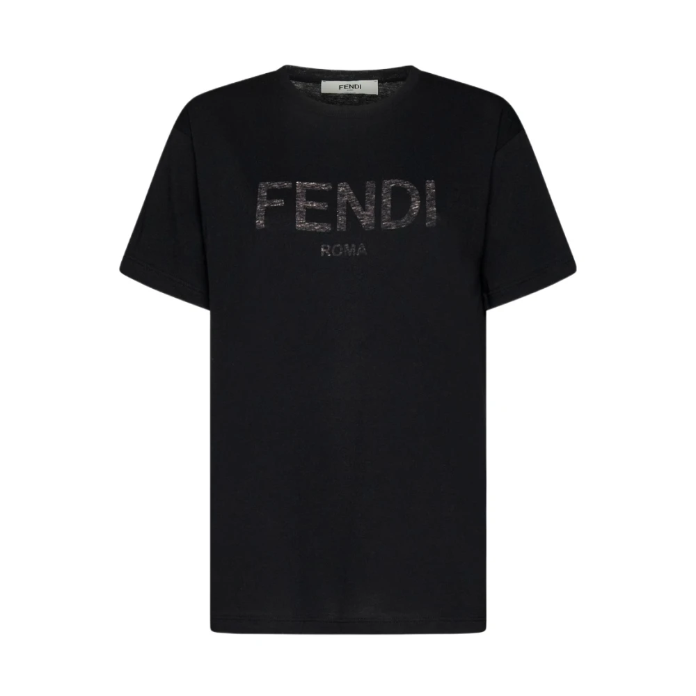 Fendi Omgekeerd Logo T-Shirt Black Dames