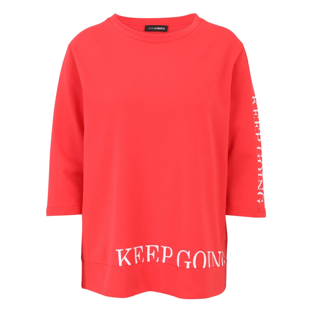 Doris S Casual Sweatshirt met Wording Motieven Orange Dames