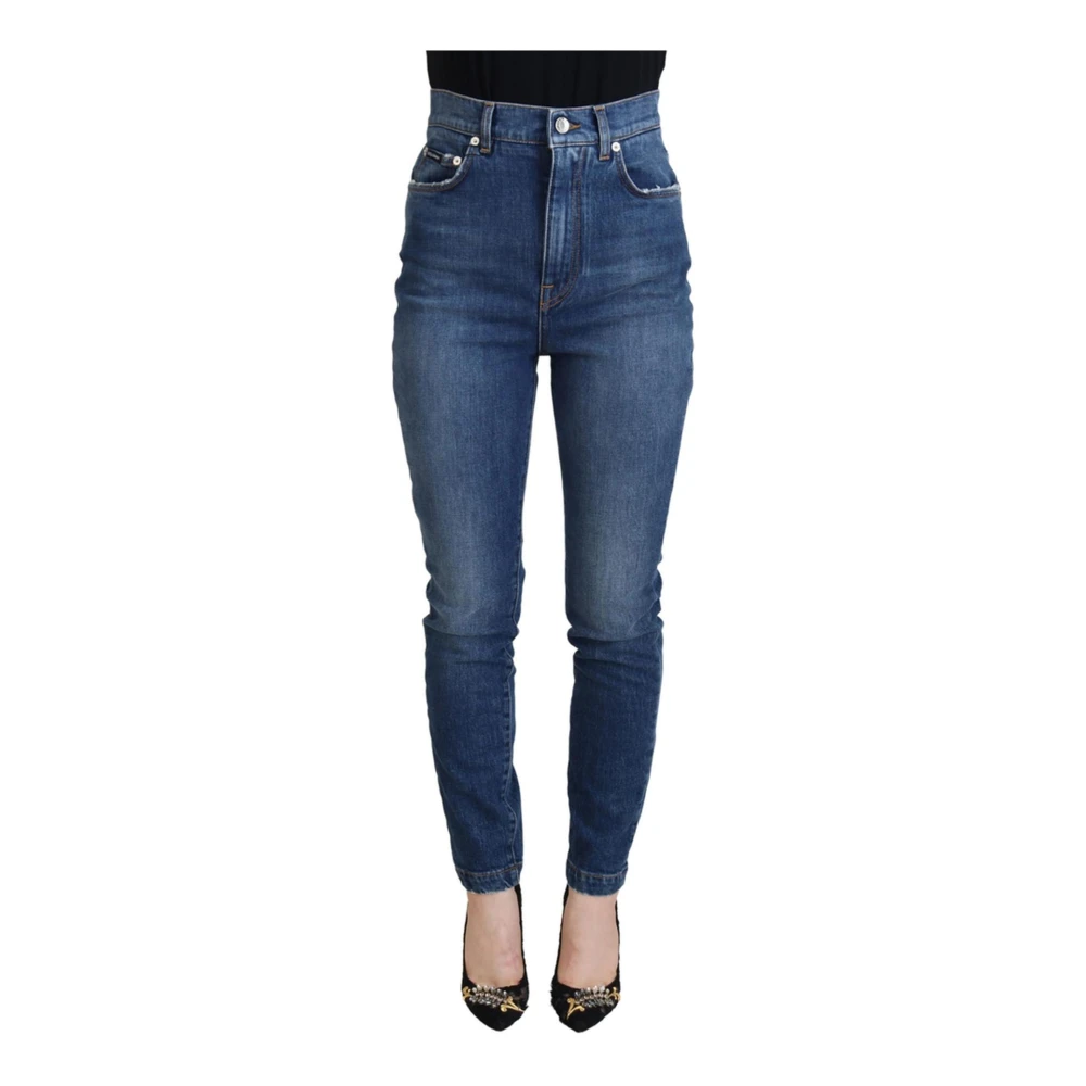 Dolce & Gabbana Women's Blue Logo Detail Denim Pants