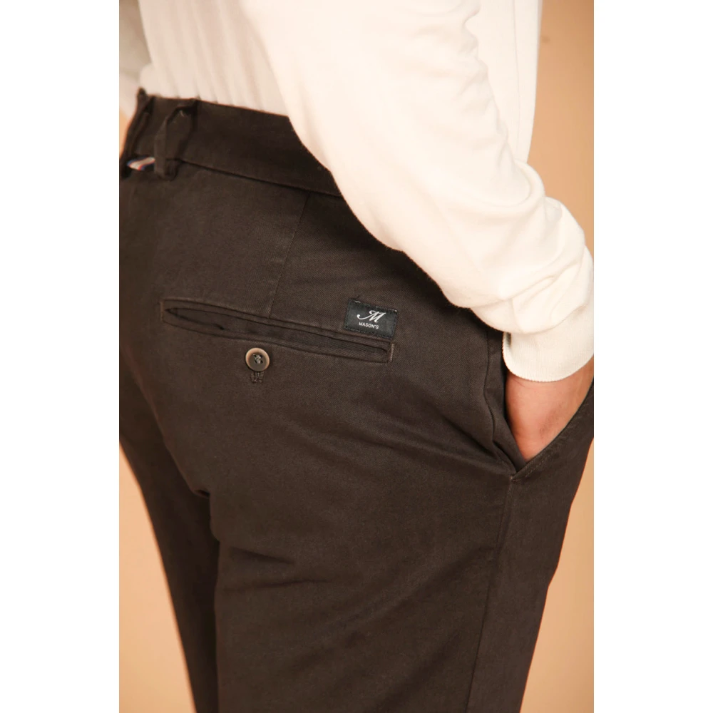Mason's Slim Fit Gabardine Chino Broek Brown Heren