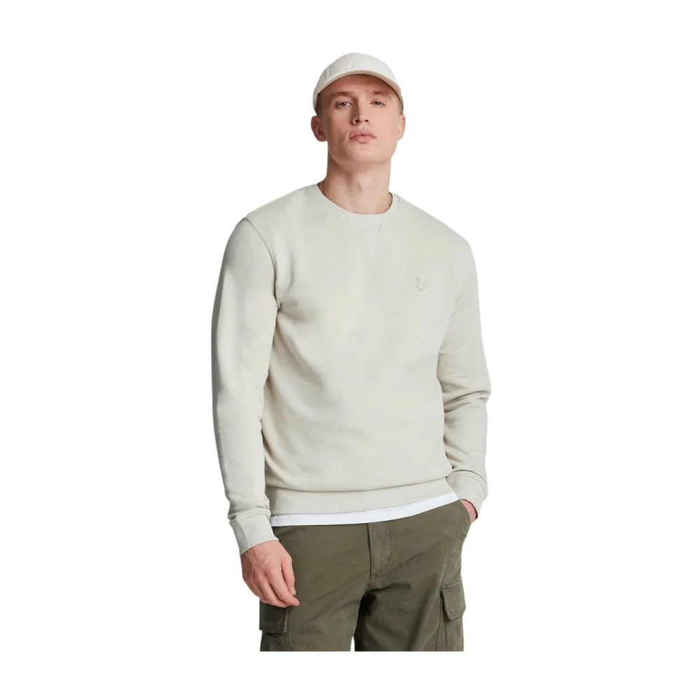 Lyle & Scott Tonal Eagle Crew Neck Sweater Beige Heren