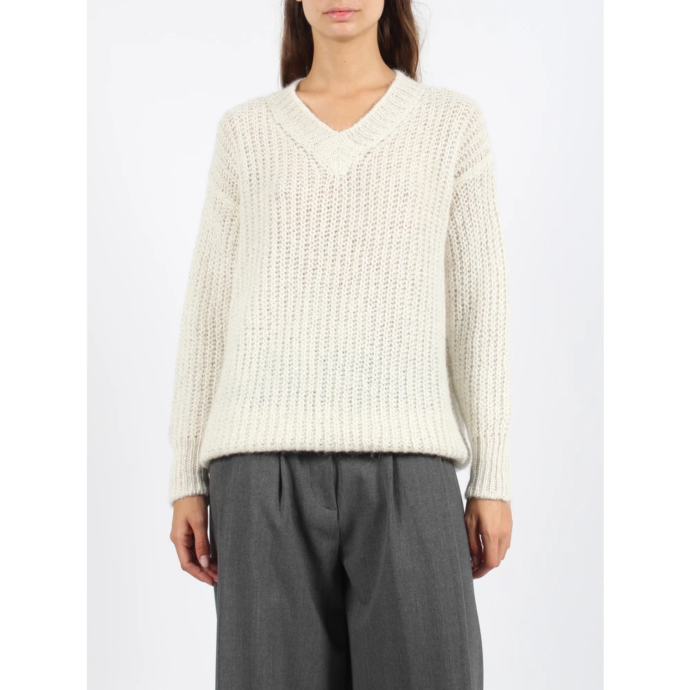 Herno Alpaca Blend Gebreide Trui Fw24 White Dames