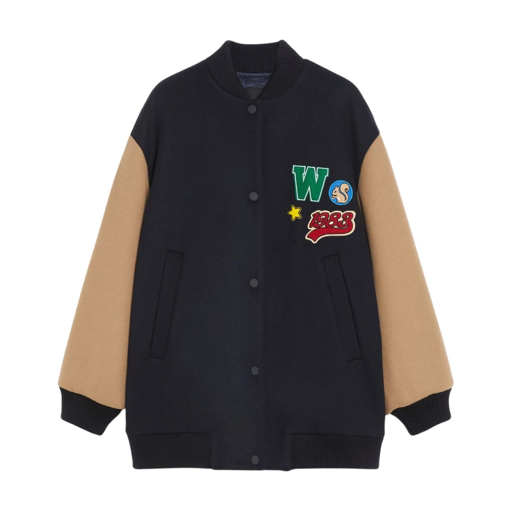 Max Mara Weekend Wollen Bomberjack met Geribbelde Kraag Multicolor Dames