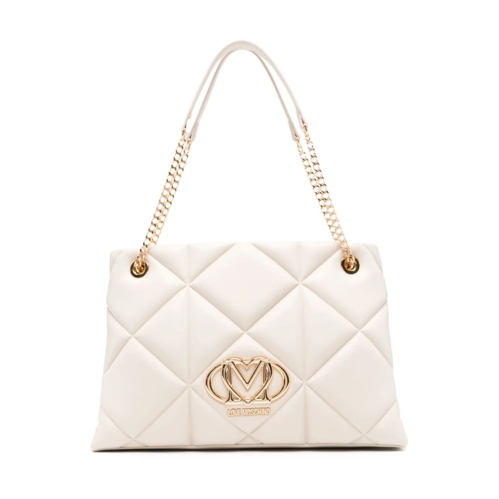 Love Moschino Womens Beige Shoulder Bags One Size Ivory Top Handle Bag With Zip | Miinto