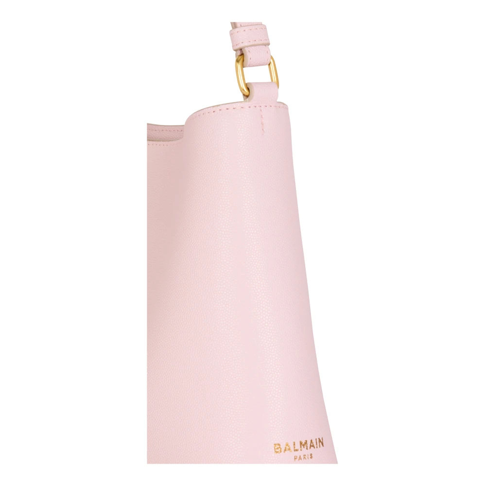 Balmain Emblème Schoudertas van generfd kalfsleer Pink Dames