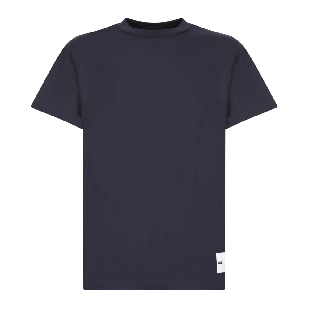 Jil Sander Men's Blue Cotton T-Shirt With Logo Patch
