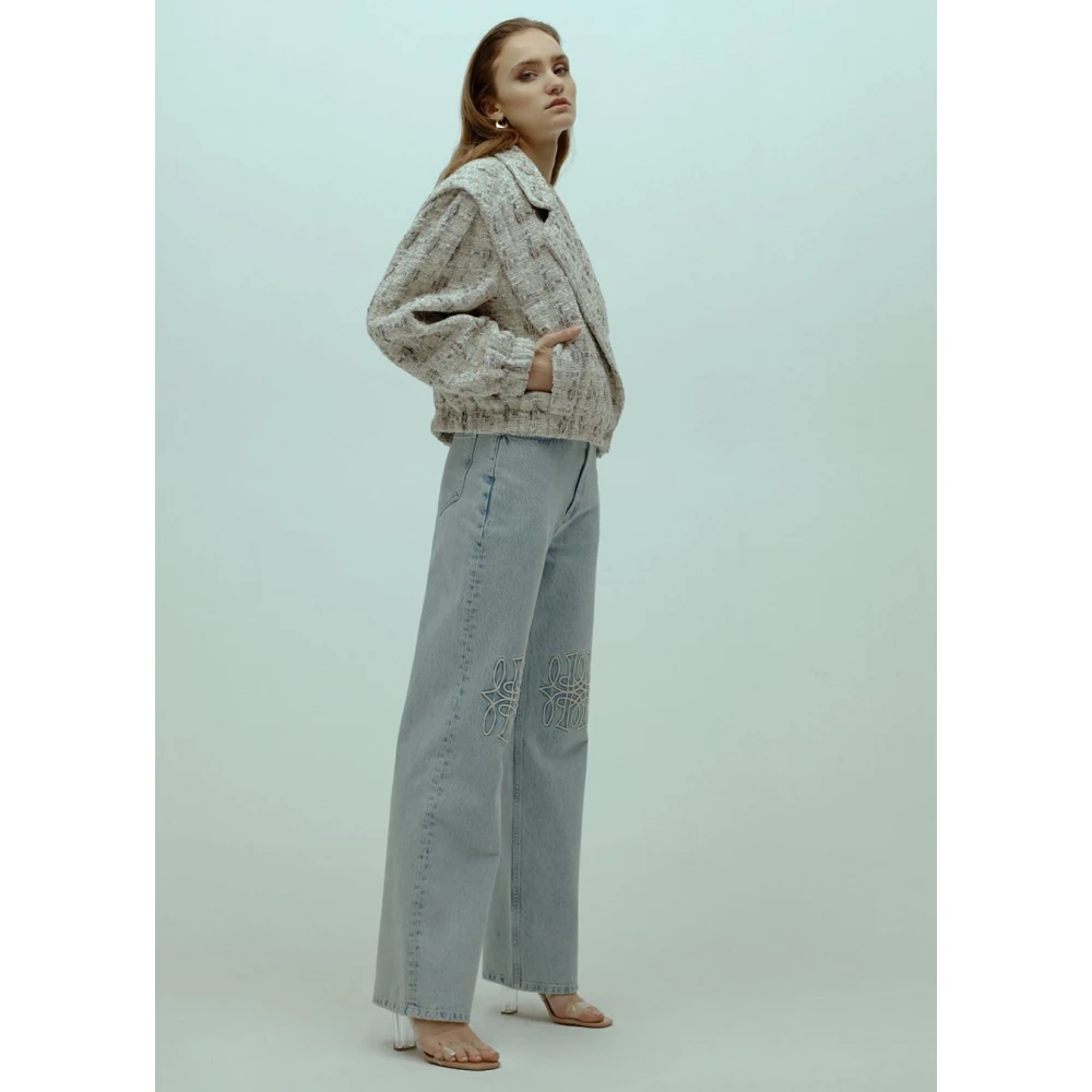 Homage Vintage Geborduurde Straight Leg Jeans Blue Dames
