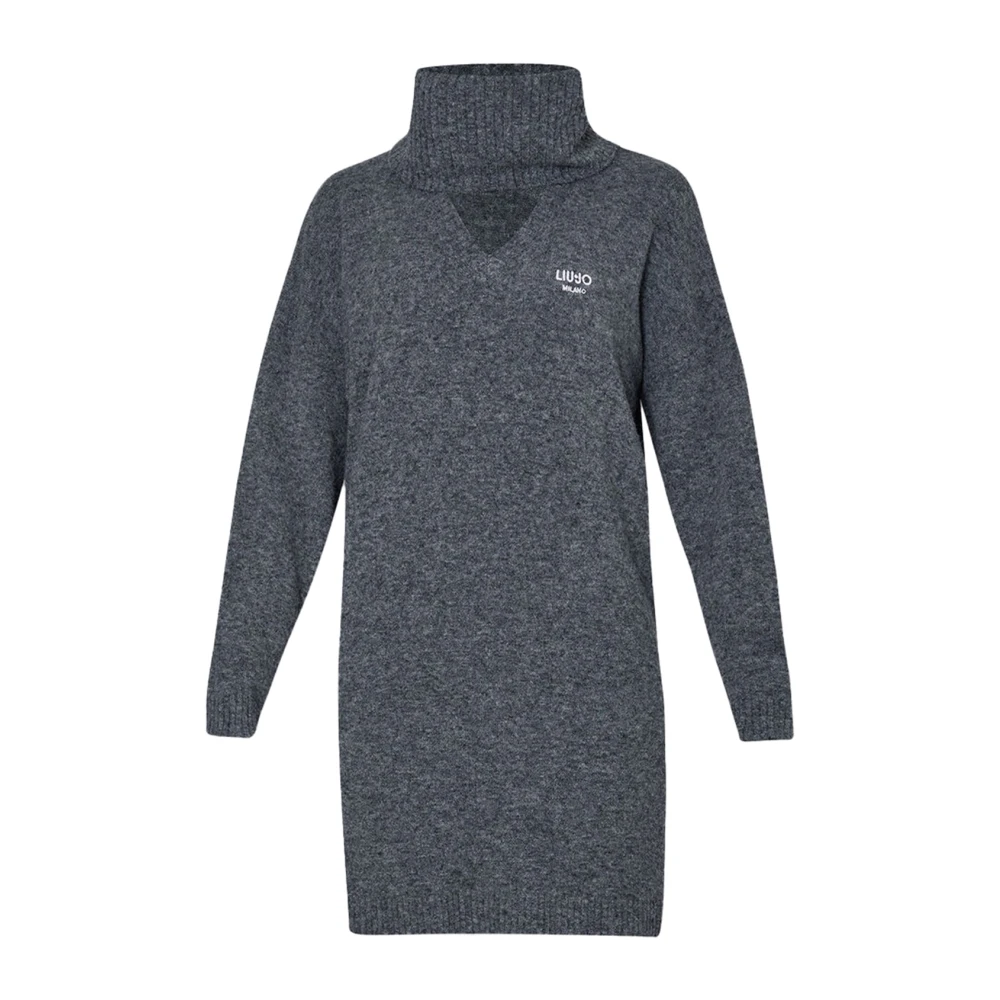 Liu Jo Grijze Gebreide Wollen Mix Korte Jurk Gray Dames