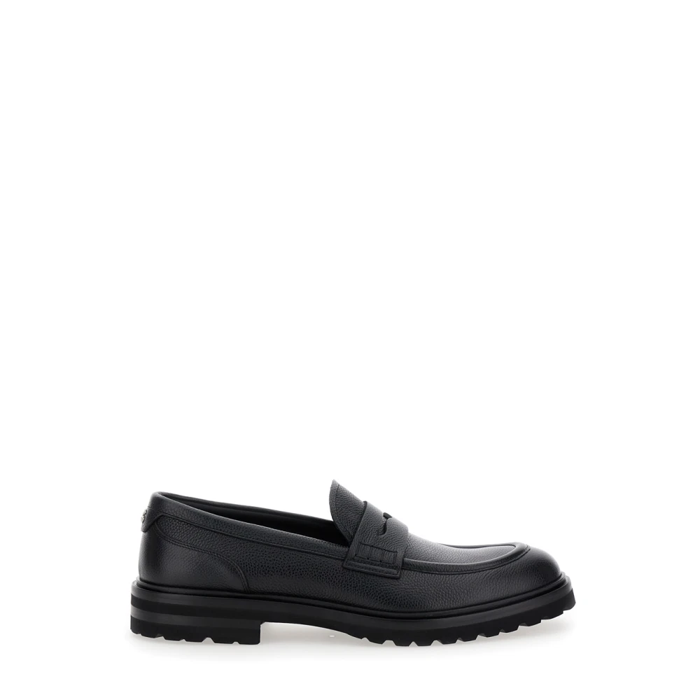 Dolce & Gabbana Men's Black Flat Shoes With Dg Logo