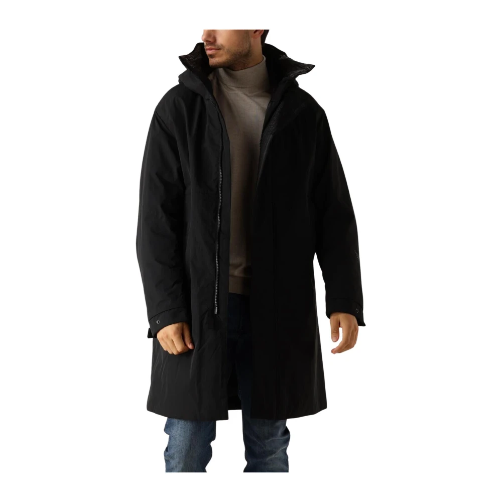 Krakatau Zwarte Parka Jas voor Mannen Black Heren