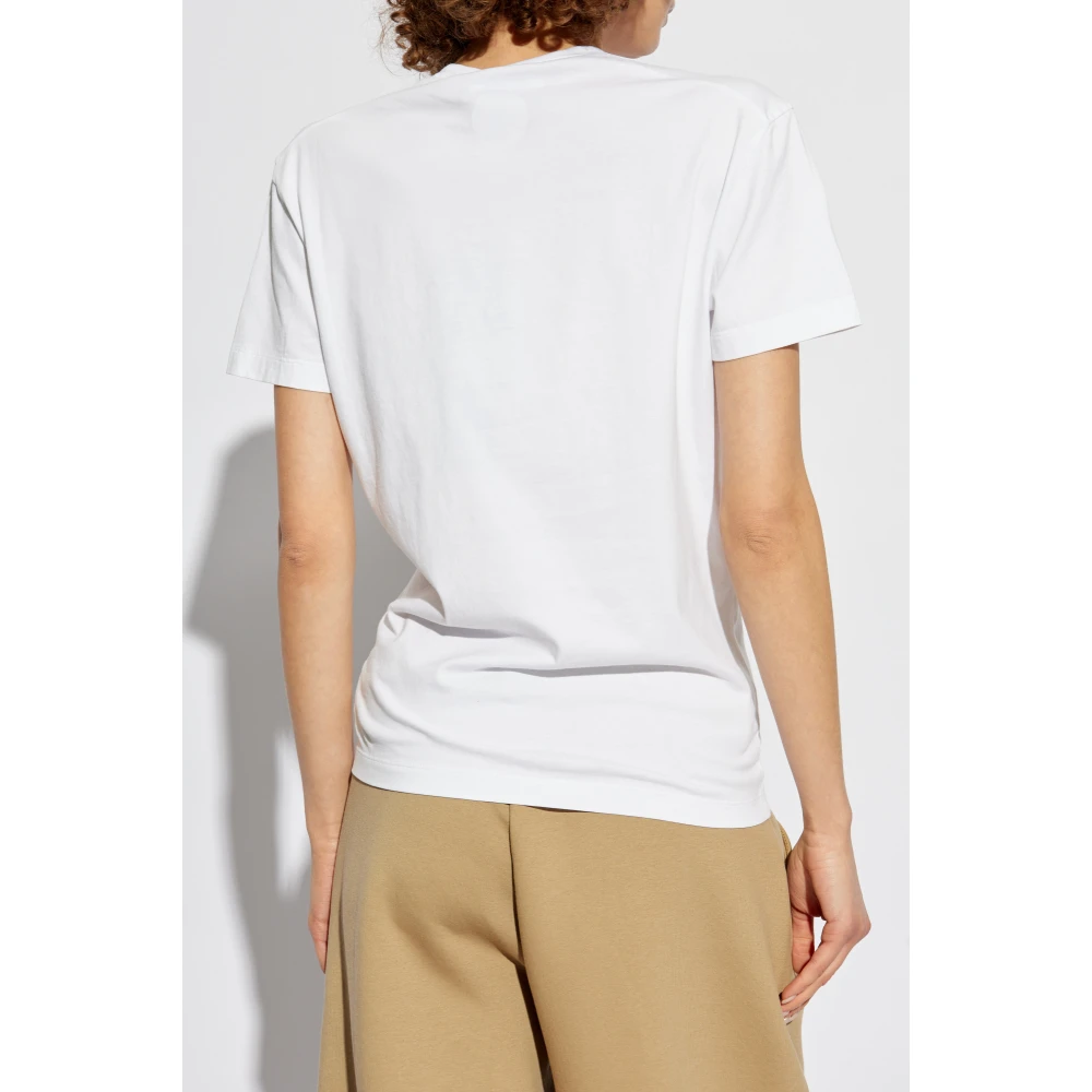 Dsquared2 T-shirt met fluwelen afwerking logo White Dames