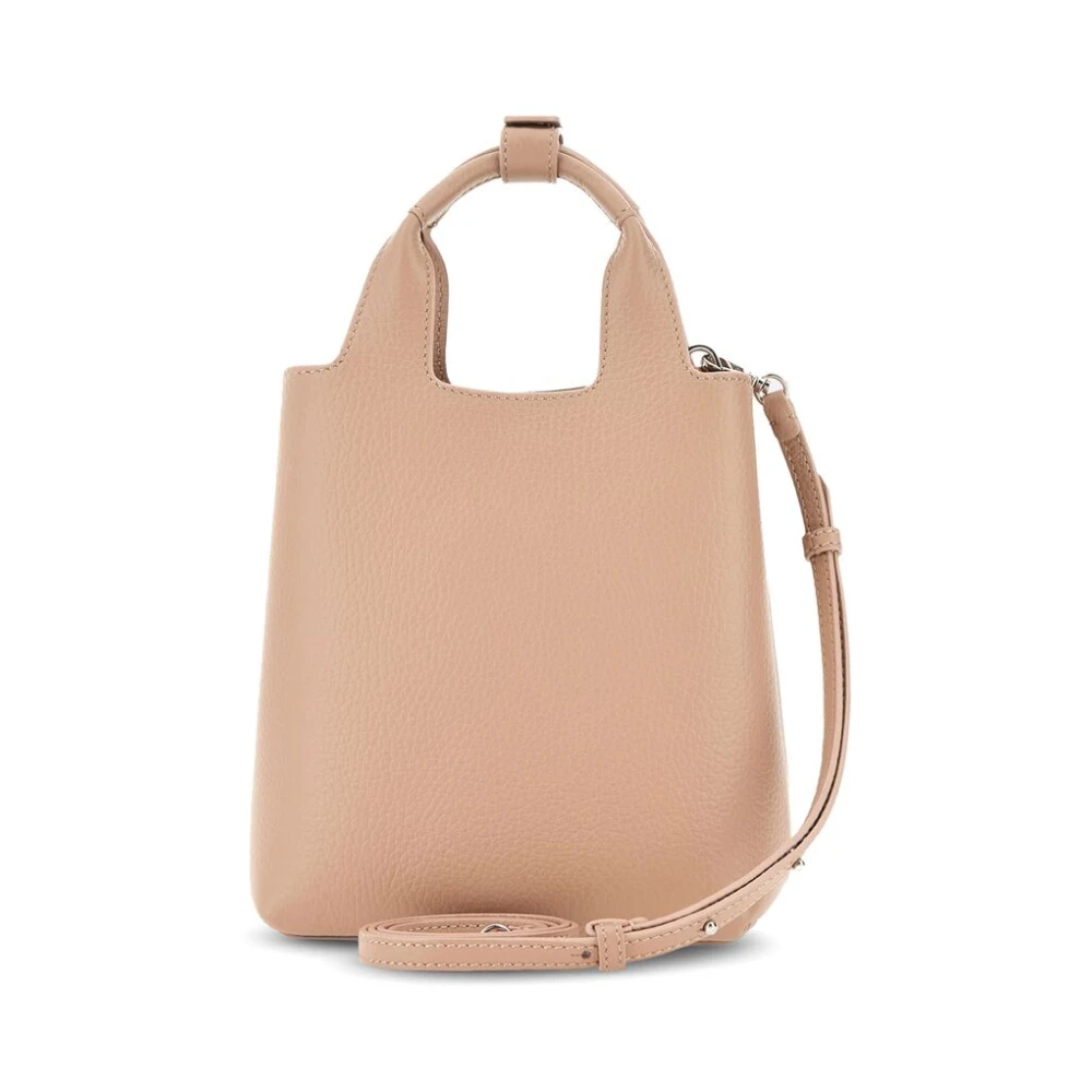 Hogan Beige Leren Tote Tas met Logo Pink Dames