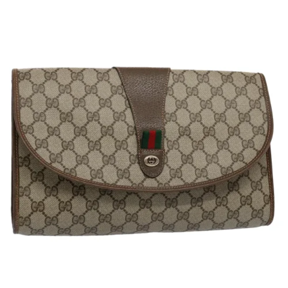 Gucci Vintage Pre-owned Canvas clutches Beige Dames