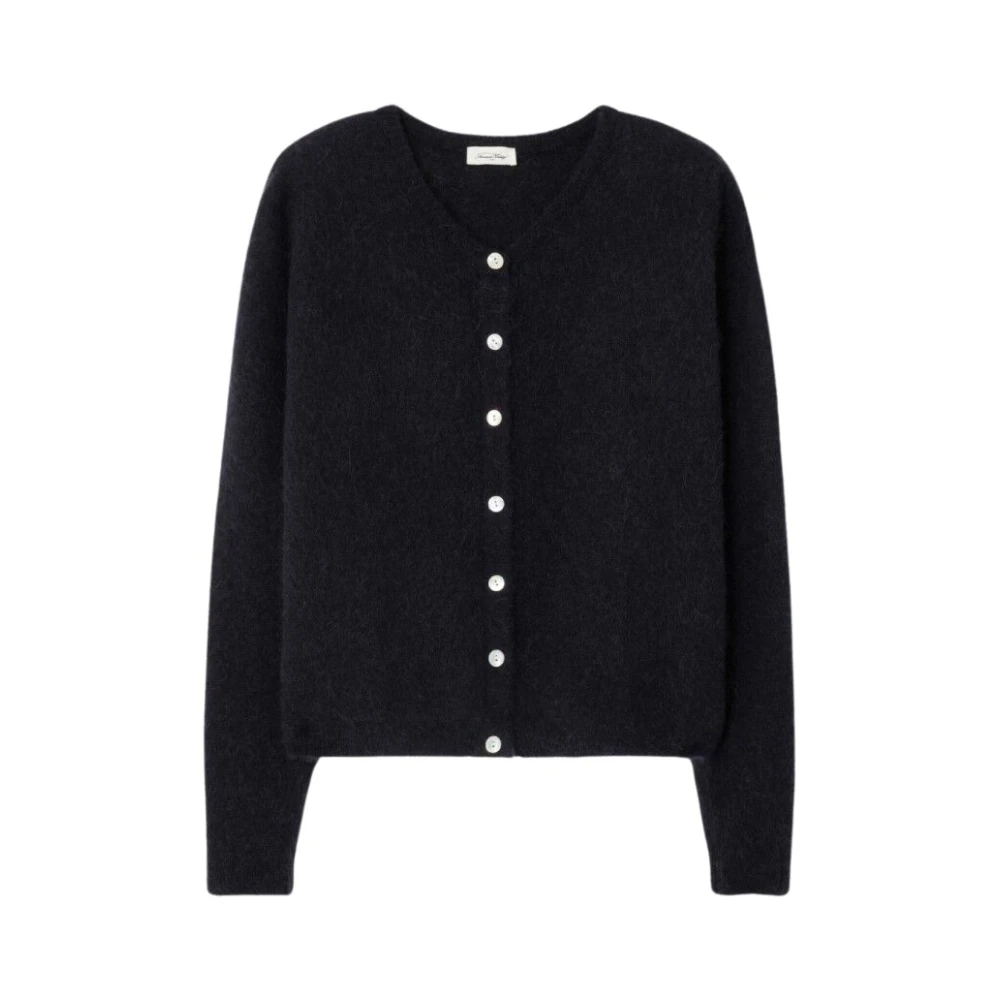 American vintage Klassieke Cardigan met Contrastknopen Black Dames