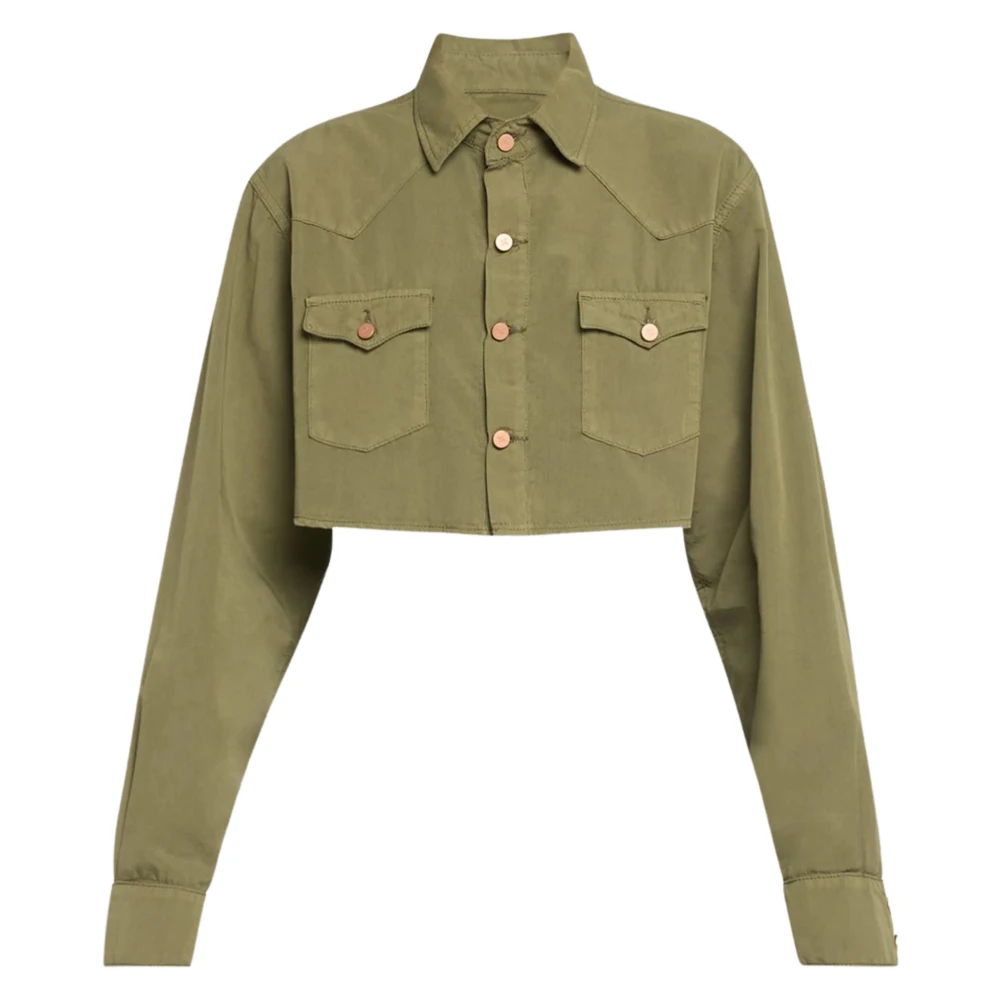 3X1 Groen Oversized Denim Shirt Jas Green Dames