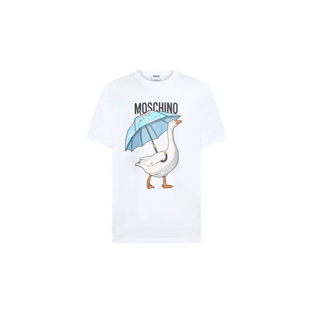 Moschino White T-Shirts, Male, Xl, Goose Cotton Jersey T-Shirt