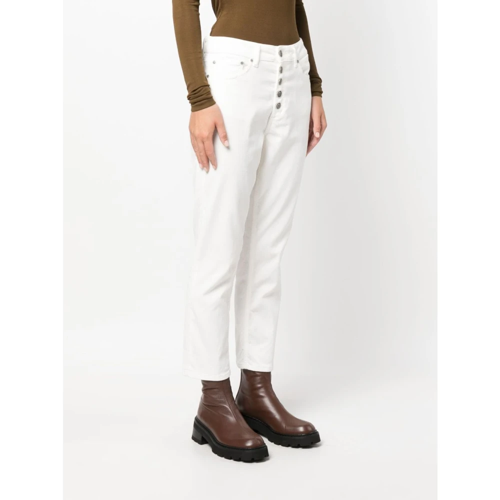 Dondup Cropped Jeans met `Koons Bot Gioie` Design White Dames