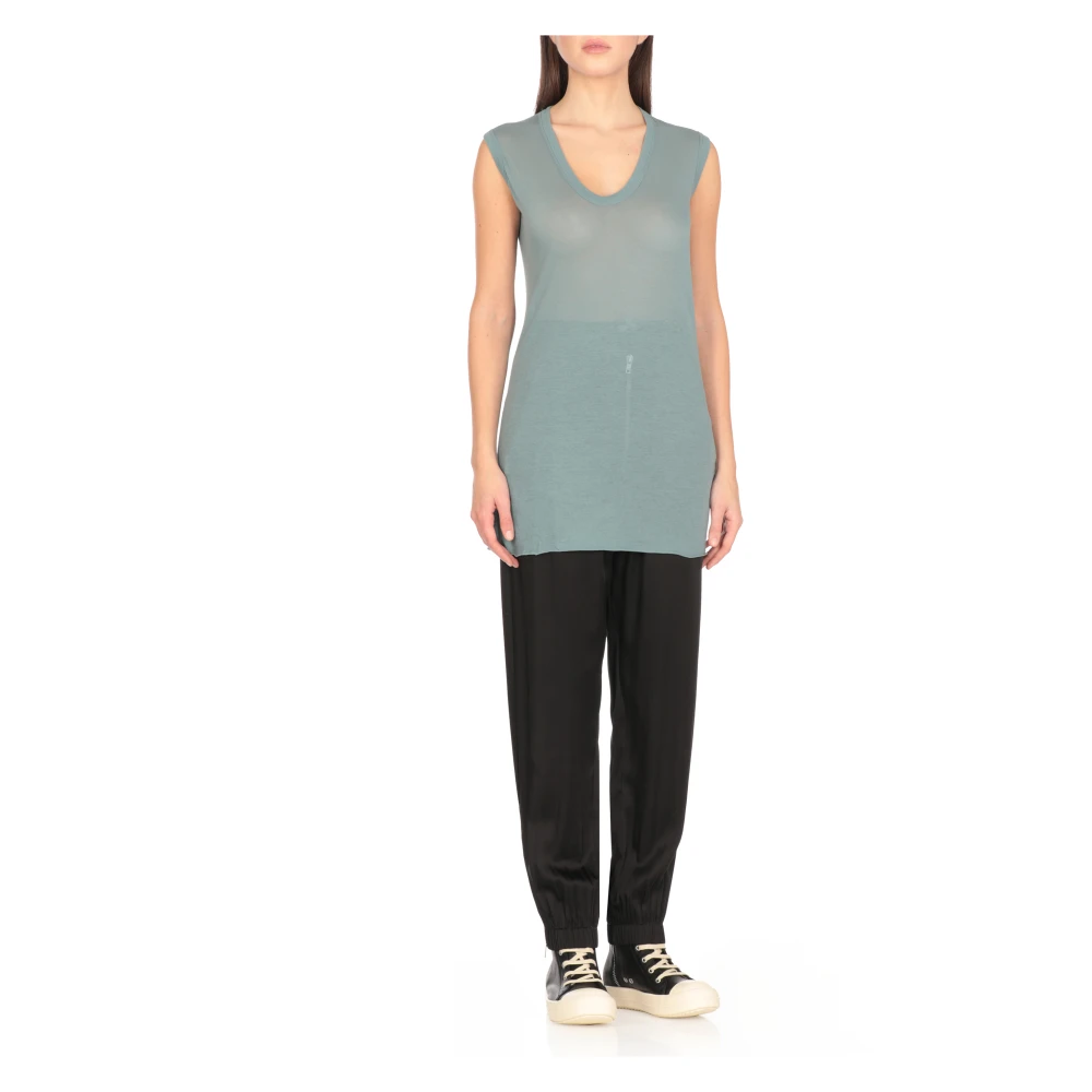 Rick Owens Lichtblauwe Katoenen Top met V-hals Blue Dames