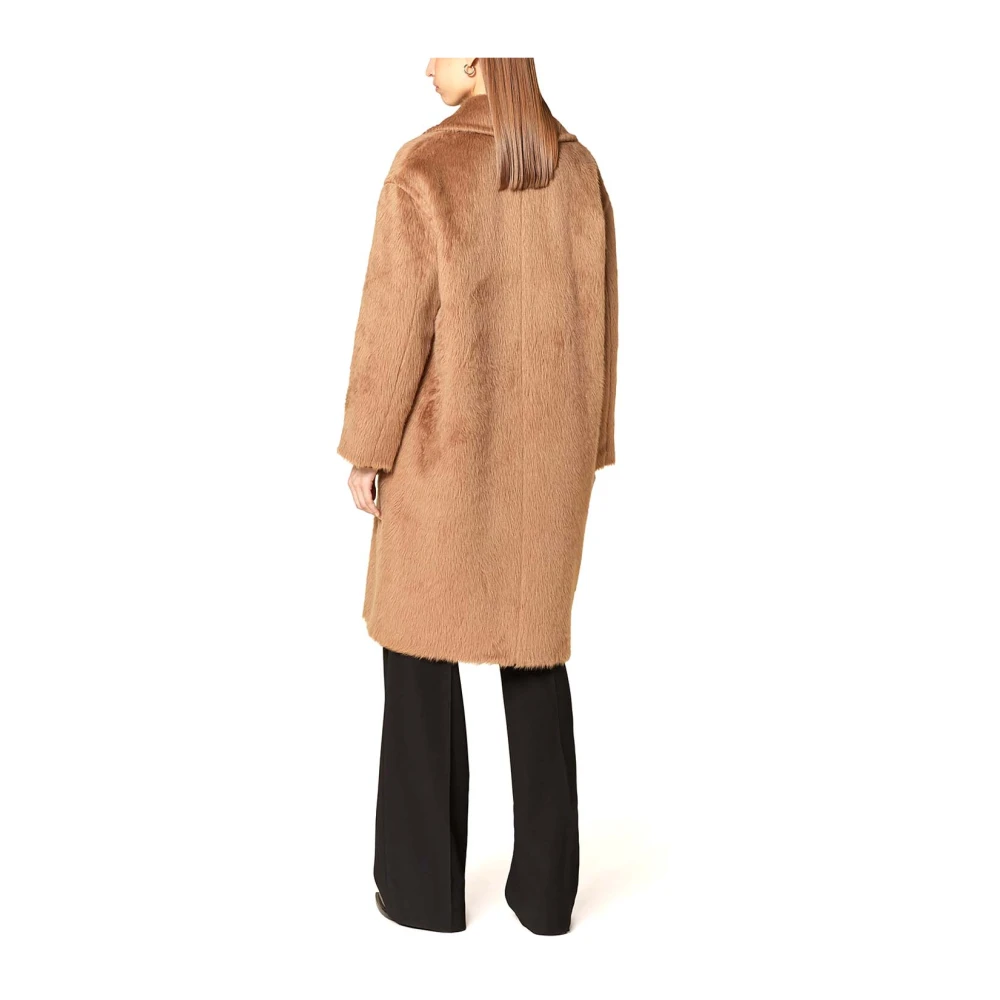 Max Mara Bruine Alpaca Wollen Jas Brown Dames