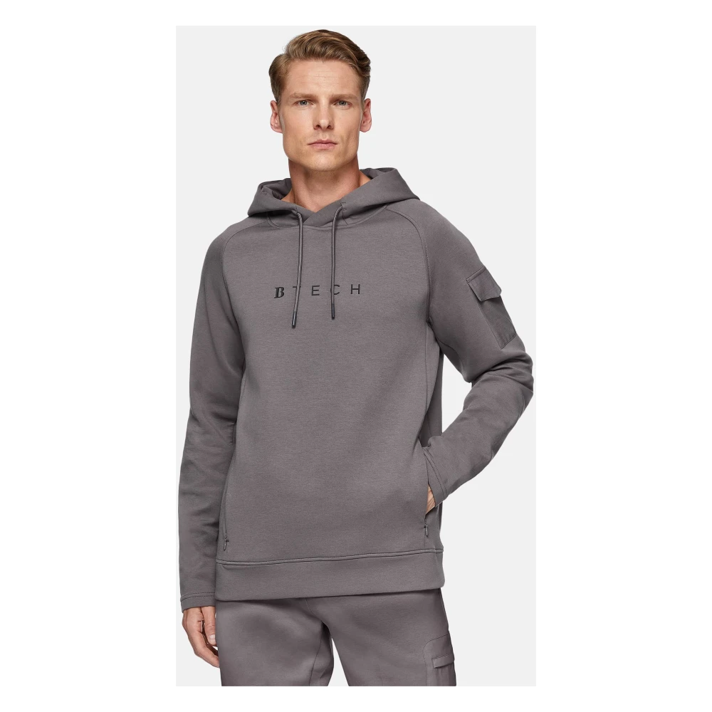 Boggi Milano Lichtgewicht Scuba Hoodie van katoenmix Gray Heren