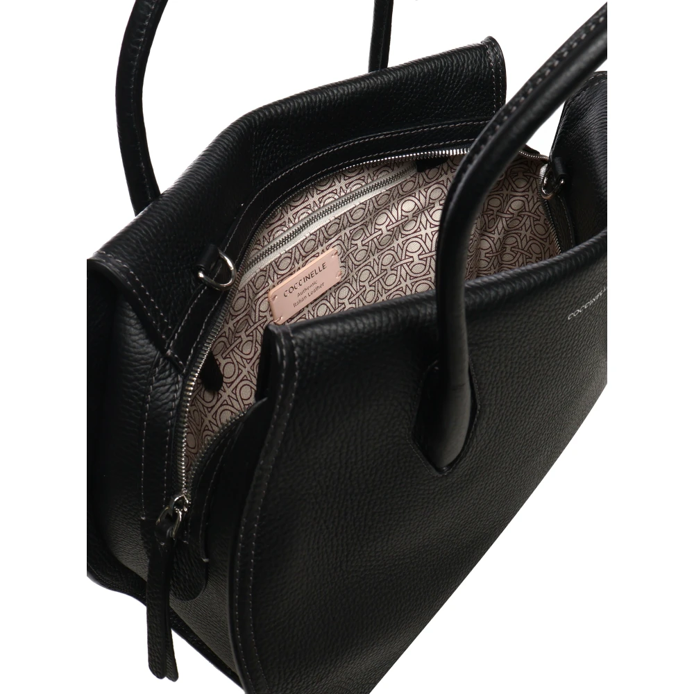 Coccinelle Zwarte Leren Handtas met Ritssluiting Black Dames